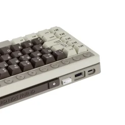 Teclado para Mac y Windows Royal Kludge RKM70 ISO-ES RGB Hot-Swappable Switch Beige Wireless Mokko Grey