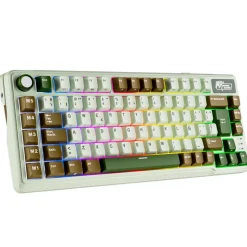 Teclado para Mac y Windows Royal Kludge RKL75 ISO-ES RGB Hot-Swappable Switch Beige Wireless Palm Green