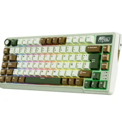 Teclado para Mac y Windows Royal Kludge RKL75 ISO-ES RGB Hot-Swappable Switch Beige Wireless Palm Green