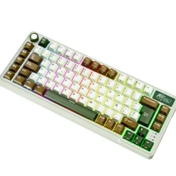 Teclado para Mac y Windows Royal Kludge RKL75 ISO-ES RGB Hot-Swappable Switch Beige Wireless Palm Green