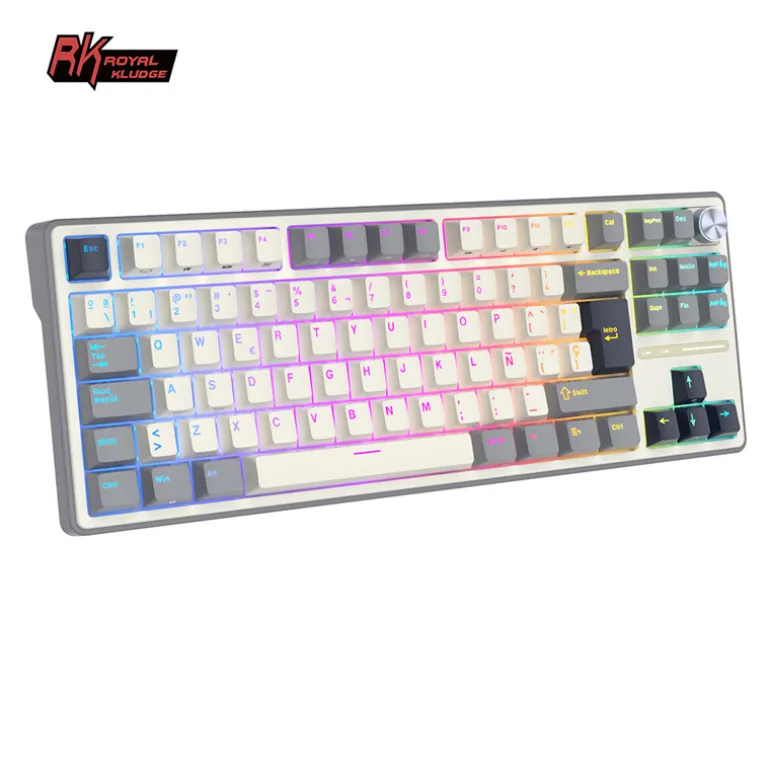 Teclado para Mac y Windows Royal Kludge R87Pro ISO-ES RGB Hot-Swappable Switch Brown Half Grey