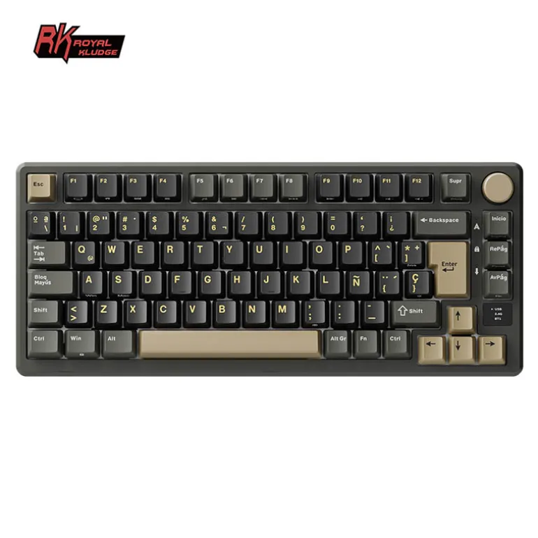 Teclado para Mac y Windows Royal Kludge RKM75 ISO-ES Hot-Swappable Switch Silver Speed Wireless Phantom