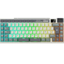 Teclado para Mac y Windows Royal Kludge RKM70 ISO-ES RGB Hot-Swappable Switch Cream Wireless Cyan Purple
