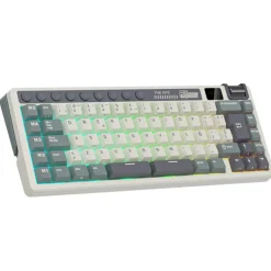Teclado para Mac y Windows Royal Kludge RKM70 ISO-ES RGB Hot-Swappable Switch Cream Wireless Cyan Purple