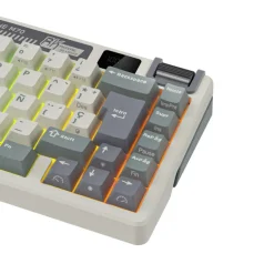 Teclado para Mac y Windows Royal Kludge RKM70 ISO-ES RGB Hot-Swappable Switch Cream Wireless Cyan Purple