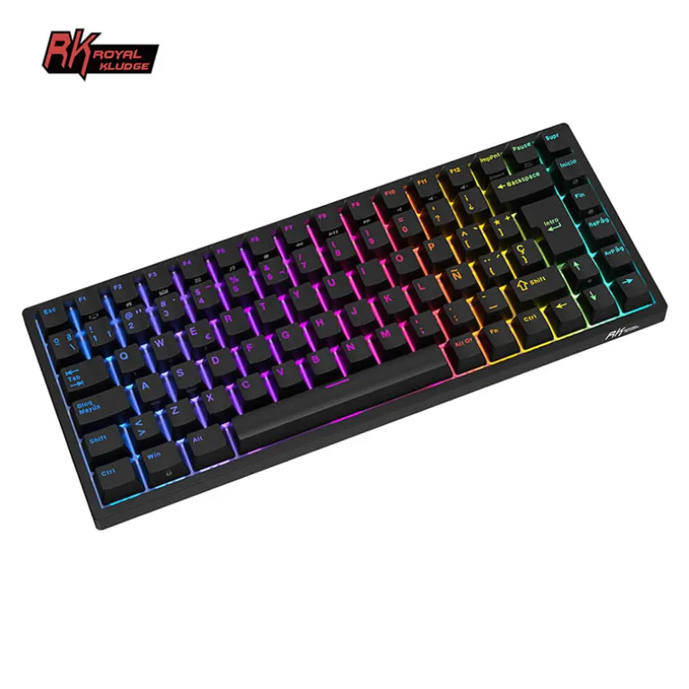 Teclado para Mac y Windows Royal Kludge RK84 ISO-ES Hot-Swappable Switch Red Wireless Negro