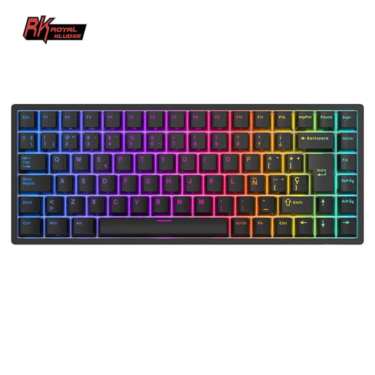 Teclado para Mac y Windows Royal Kludge RK84 ISO-ES Hot-Swappable Switch Red Wireless Negro