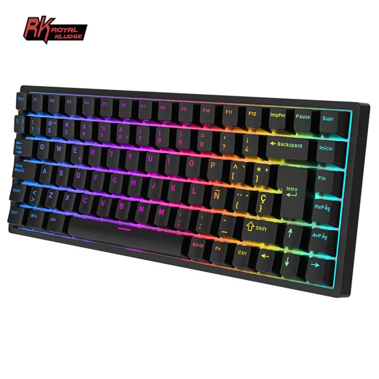 Teclado para Mac y Windows Royal Kludge RK84 ISO-ES Hot-Swappable Switch Red Wireless Negro