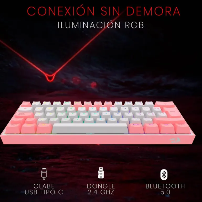 Teclado Redragon Fizz Pro K616 Gaming RGB Switch Red Blanco