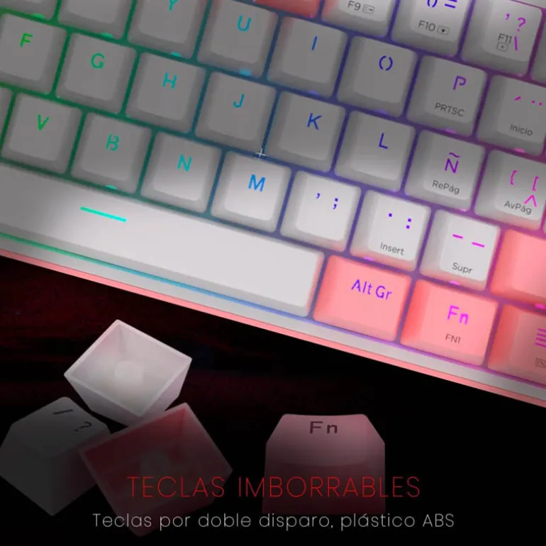 Teclado Redragon Fizz Pro K616 Gaming RGB Switch Red Blanco