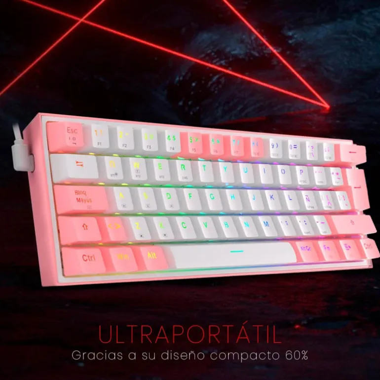 Teclado Redragon Fizz Pro K616 Gaming RGB Switch Red Blanco