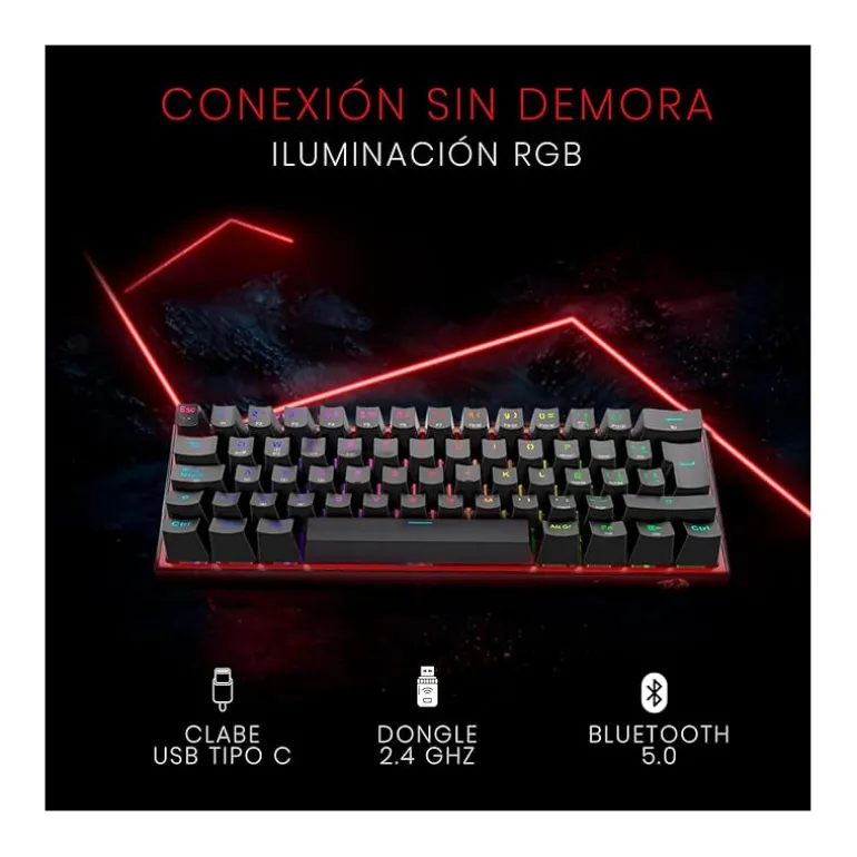 Teclado Redragon Fizz Pro K616 Gaming RGB Switch Red Negro