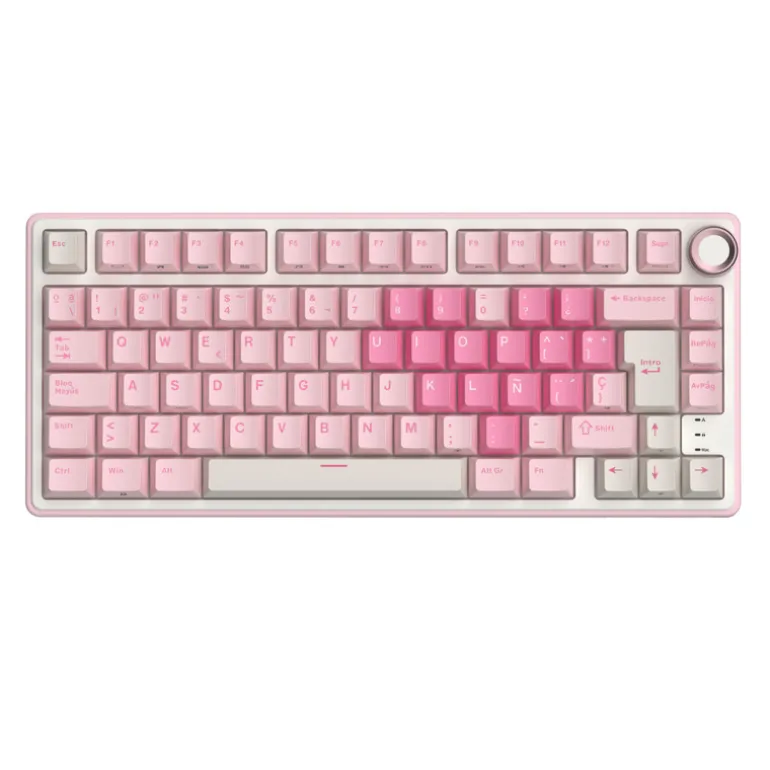 Teclado Royal Kludge R75 Hot Swap Switch Cream Pink Melody