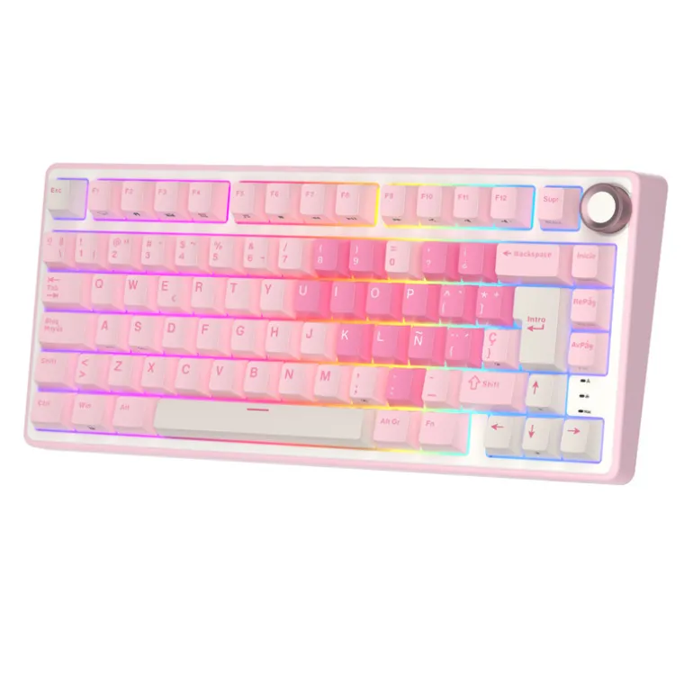 Teclado Royal Kludge R75 Hot Swap Switch Cream Pink Melody