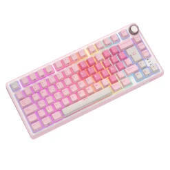 Teclado Royal Kludge R75 Hot Swap Switch Cream Pink Melody
