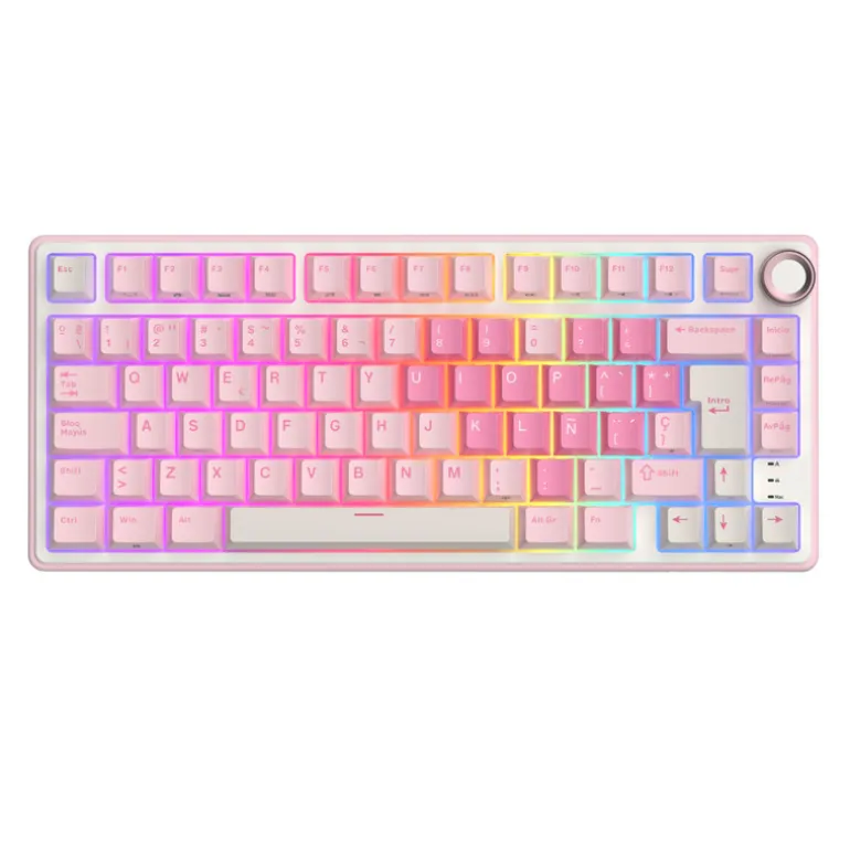 Teclado Royal Kludge R75 Hot Swap Switch Cream Pink Melody