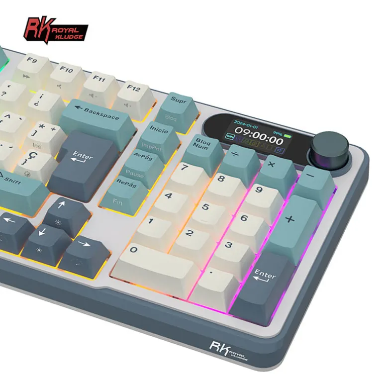 Teclado Royal Kludge RKS98 ISO-ES Hot-Swappable Switch Beige Wireless Light Cloud
