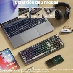 Teclado Royal Kludge RKS98 ISO-ES Tri Mode RGB Switch Chartreuse Phantom