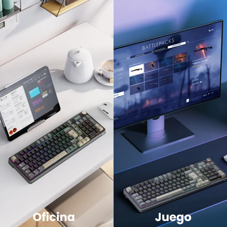 Teclado Royal Kludge RKS98 ISO-ES Tri Mode RGB Switch Chartreuse Phantom