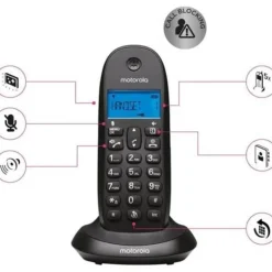 Teléfono Fijo Motorola C1001 CB+ DECT Negro