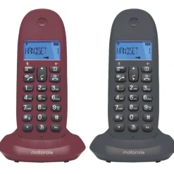 Teléfono Fijo Motorola C1002 LB Duo Gris Granate