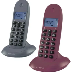 Teléfono Fijo Motorola C1002 LB Duo Gris Granate