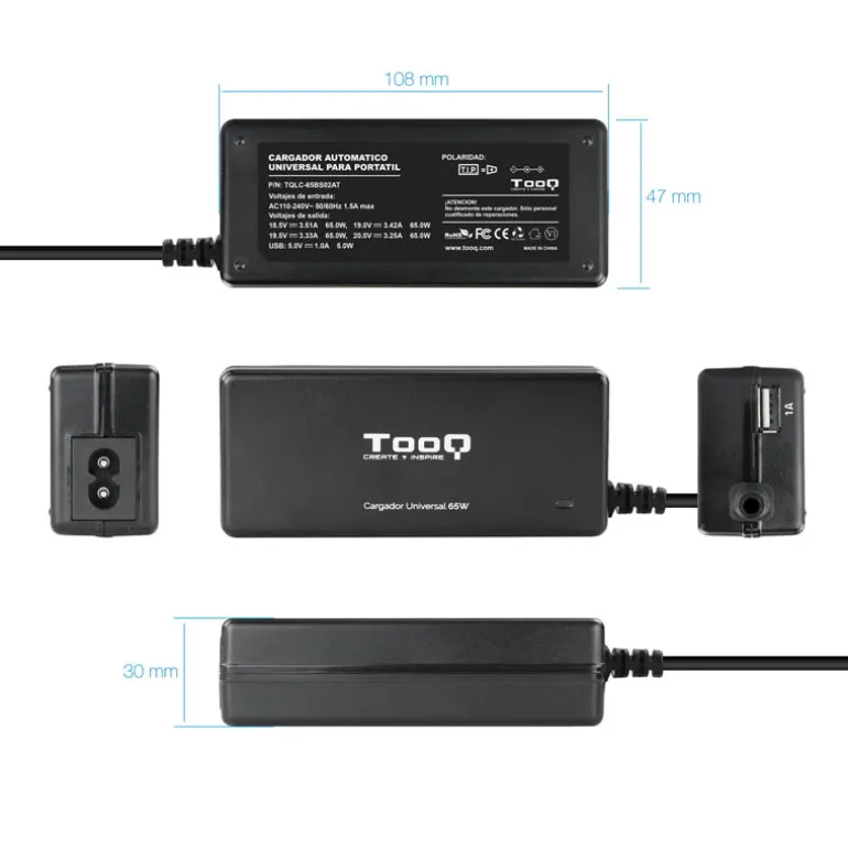 Tooq 65BS02AT Automático 65W - Cargador Portátil