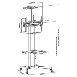Tooq FS1470M-B Soporte Suelo Ruedas 37