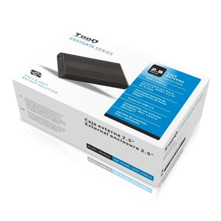 TooQ TQE-2524B HD 2.5" SATA a USB Negro - Caja Externa