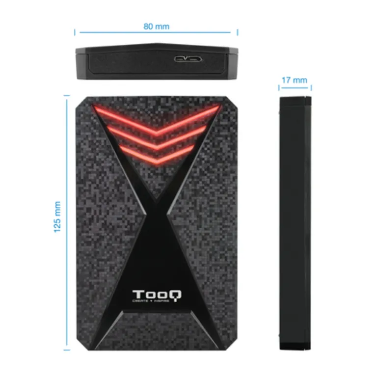 TooQ TQE-2550RGB Gaming RGB 2.5" SATA3 USB 3.0/3.1 Gen1 - Carcasa Externa