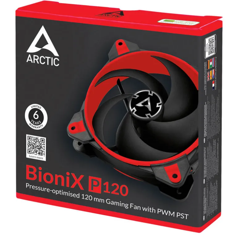 Ventilador Arctic BioniX P120 PWM PST 120mm Negro Rojo