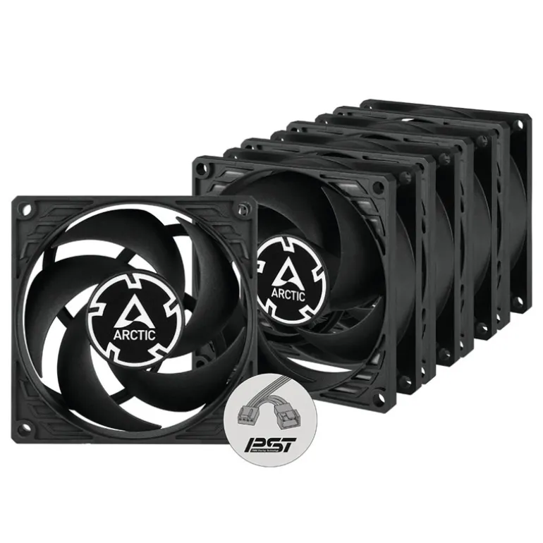 Ventilador Arctic Cooling P8 PWM PST 80mm Pack 5 Uds. Negro
