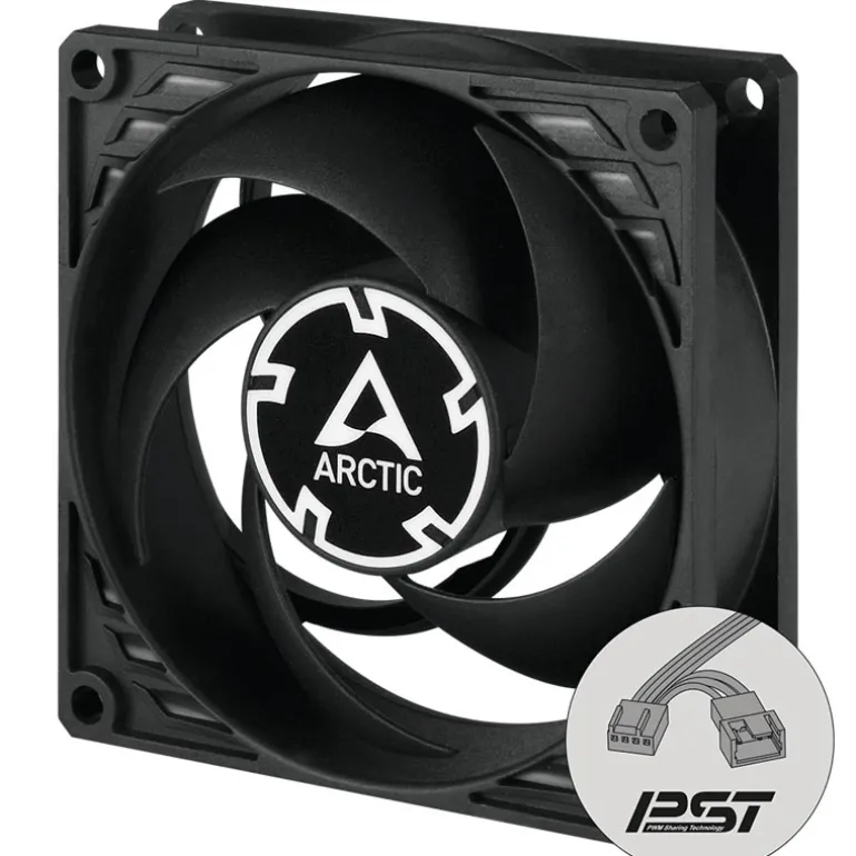 Ventilador Arctic Cooling P8 PWM PST CO 80mm Negro