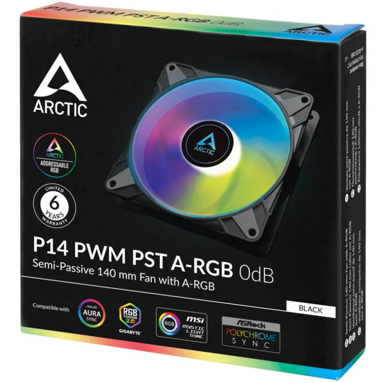 Ventilador Arctic P14 PWM PST A-RGB 140mm Negro