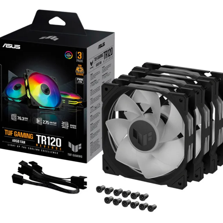 Ventilador Asus TUF Gaming TR120 ARGB Reverse 120mm Triple Pack Negro