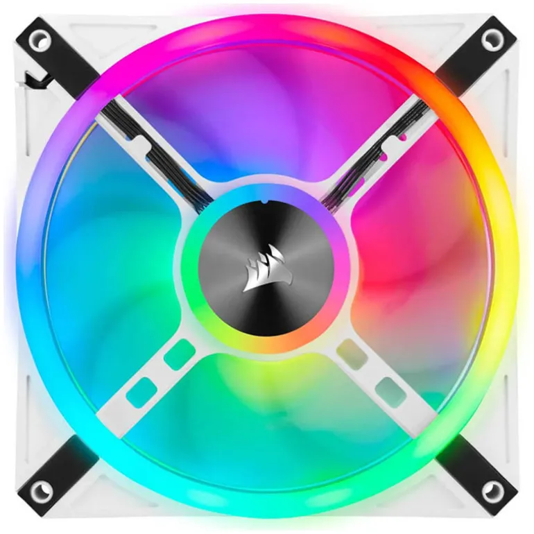 Ventilador Corsair iCUE QL140 RGB PWM Kit Lightning Node Core Dual Fan Blanco 140mm