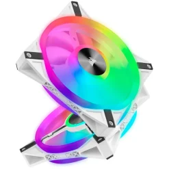 Ventilador Corsair iCUE QL140 RGB PWM Kit Lightning Node Core Dual Fan Blanco 140mm
