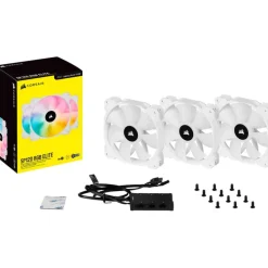 Ventilador Corsair iCUE SP120 White RGB ELITE LED AirGuide Lighting Node CORE (Triple Pack) 120mm