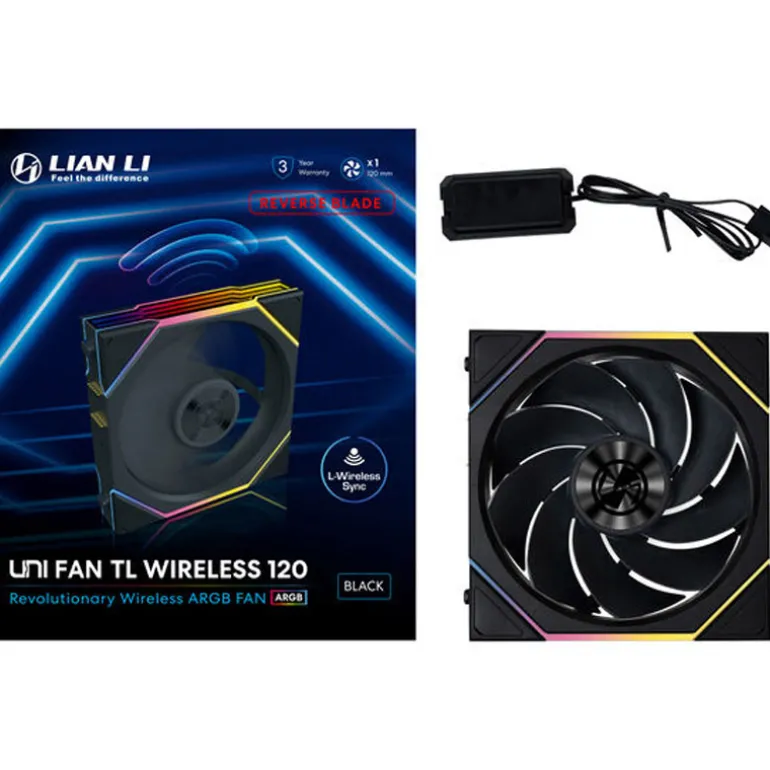 Ventilador Lian Li Uni Fan TL120 Wireless ARGB Reverse Blade 120mm Negro