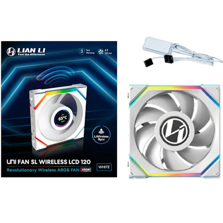 Ventilador Lian Li Uni Fan SL LCD ARGB 120mm Wireless Blanco