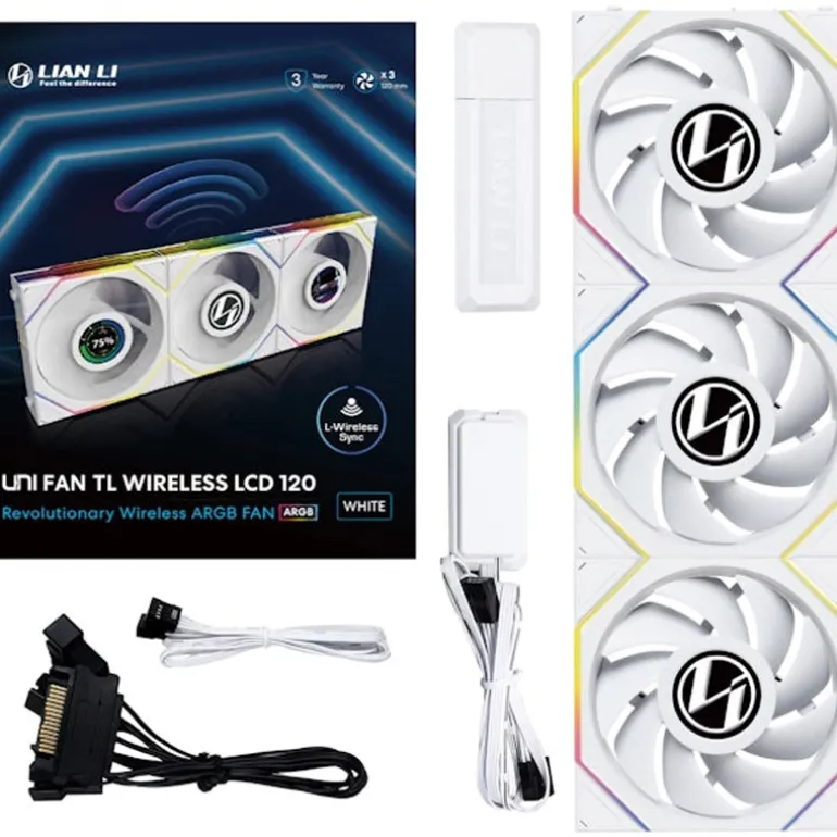 Ventilador Lian Li Uni Fan TL120 Wireless LCD ARGB 120mm Triple Pack Blanco