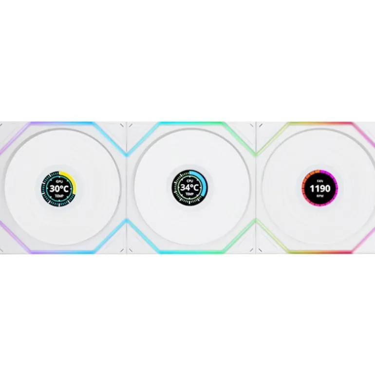 Ventilador Lian Li Uni Fan TL120 Wireless LCD ARGB 120mm Triple Pack Blanco