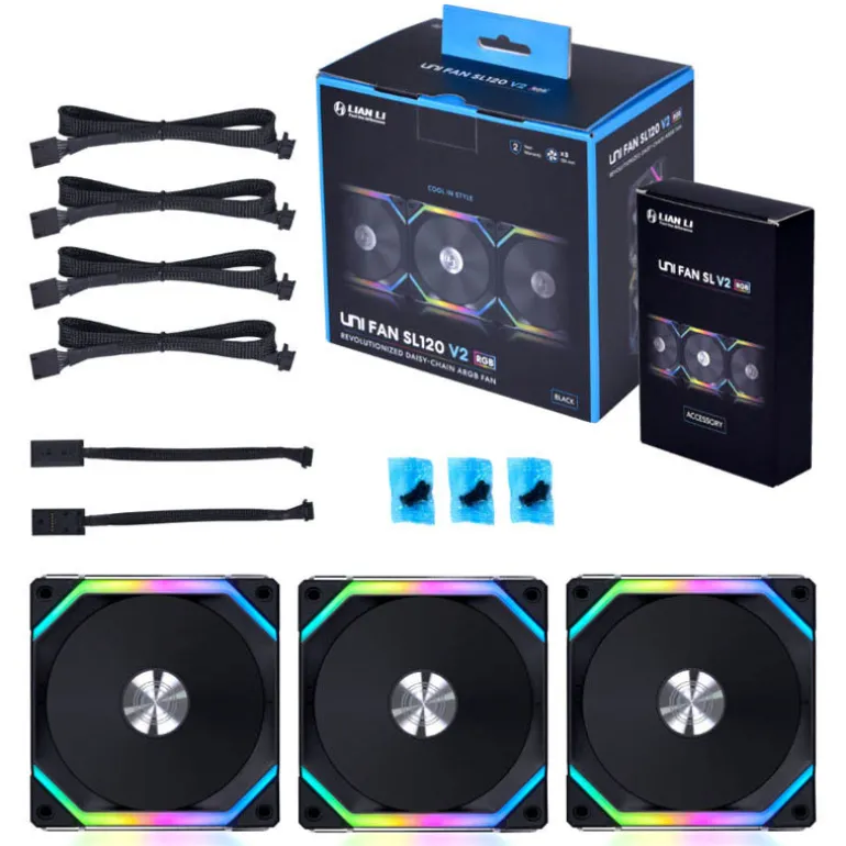 Ventilador Lian Li Uni Fan SL120 V2 aRGB 120mm (Triple Pack) Negro