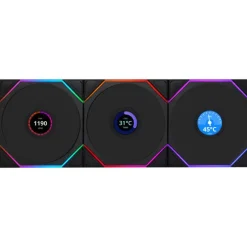 Ventilador Lian Li Uni Fan TL120 Wireless LCD ARGB Reverse Blade 120mm Triple Pack Negro