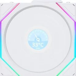 Ventilador Lian Li Uni Fan TL120 Wireless LCD ARGB Reverse Blade 120mm Triple Pack Blanco