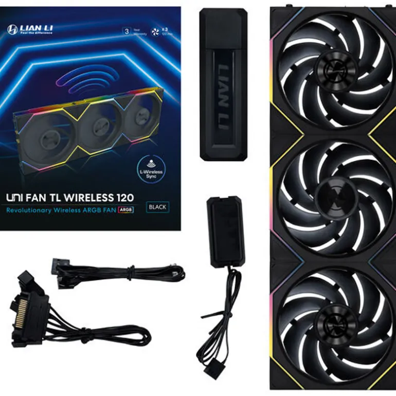 Ventilador Lian Li Uni Fan TL120 Wireless ARGB 120mm Triple Pack Negro