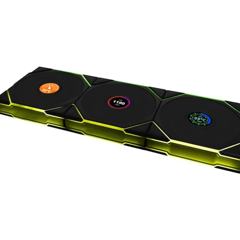 Ventilador Lian Li Uni Fan TL120 Wireless LCD ARGB 120mm Triple Pack Negro