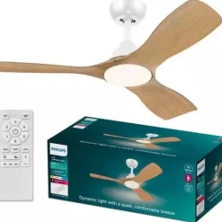 Ventilador Philips Luz Techo 106cm Blanco/Madera