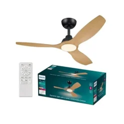 Ventilador Philips Luz Techo 132cm Negro/Madera