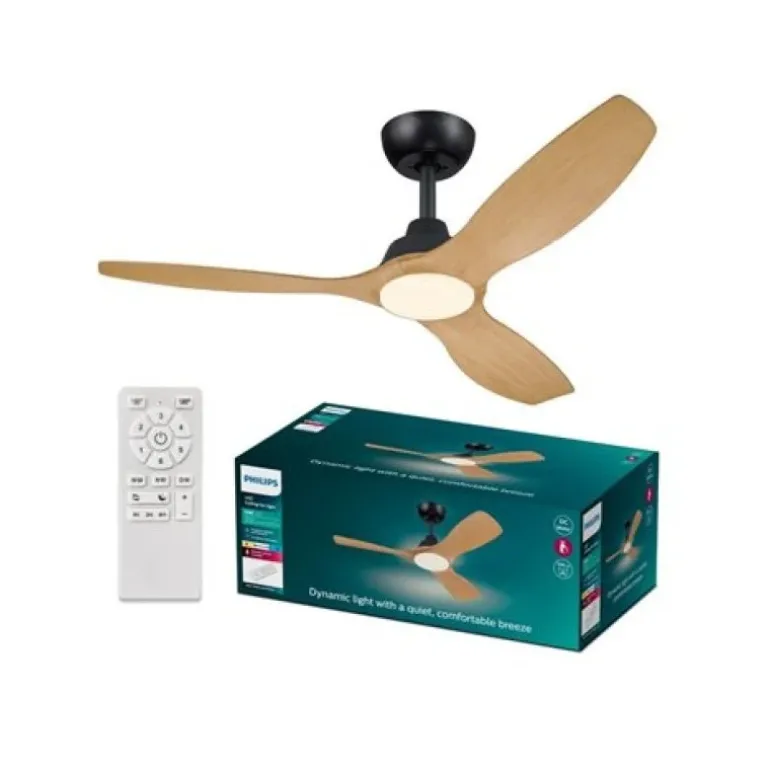 Ventilador Philips Luz Techo 132cm Negro/Madera